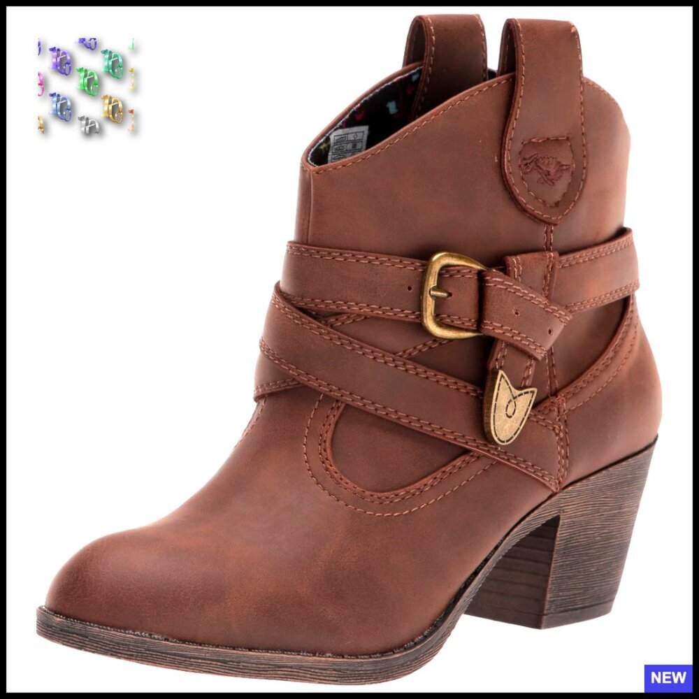 Western Ankle Boots Synthetic Block Heel Slip On Cowgirl Chic Fall Fashion